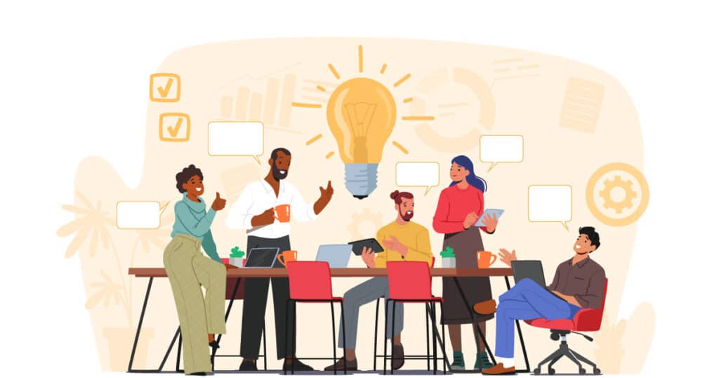 diverse work team brainstorming ideas
