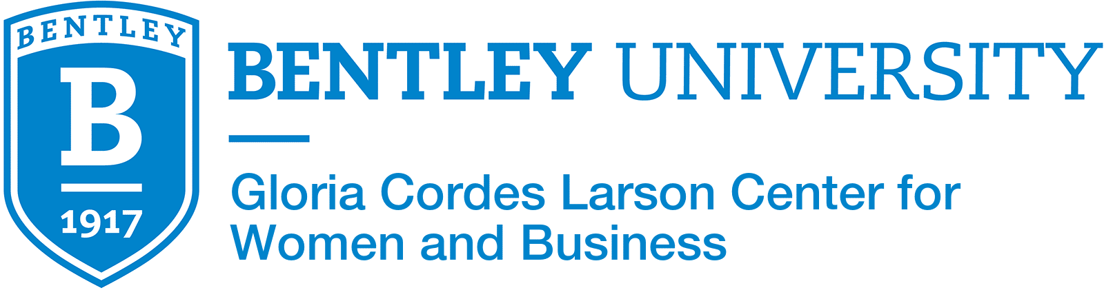 The Gloria Cordes Larson Center for Women and Business at Bentley University logo.