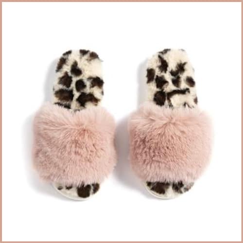 rose gold fluffy slippers