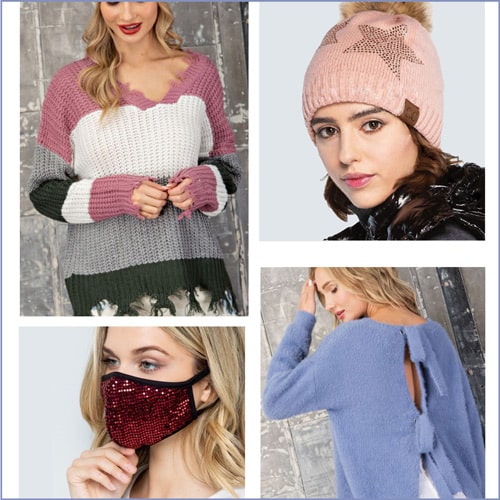 SKM Collection women's sweaters, hat, and face mask