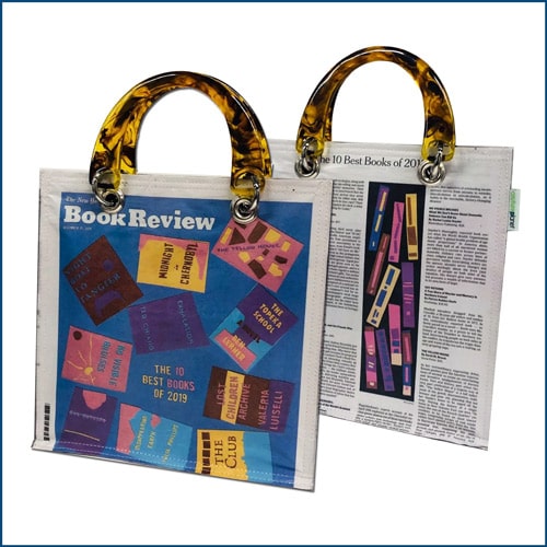 The Coco - Best Books handbag composed of post-consumer newspaper book review from 2019