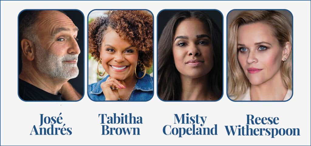 MA Virtual Conference speaker line-up featuring José Andrés, Tabitha Brown, Misty Copeland, and Reese Witherspoon