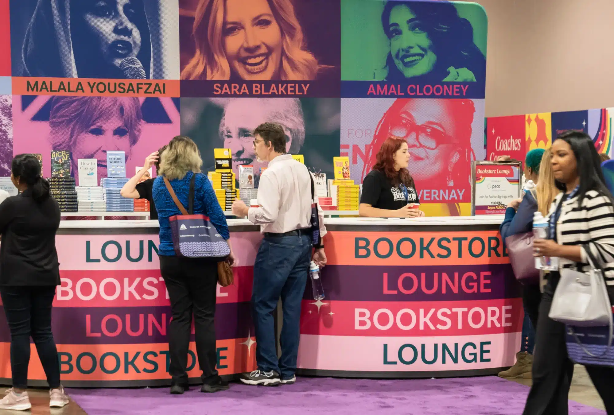 Massachusetts Conference for Women attendees in bookstore lounge